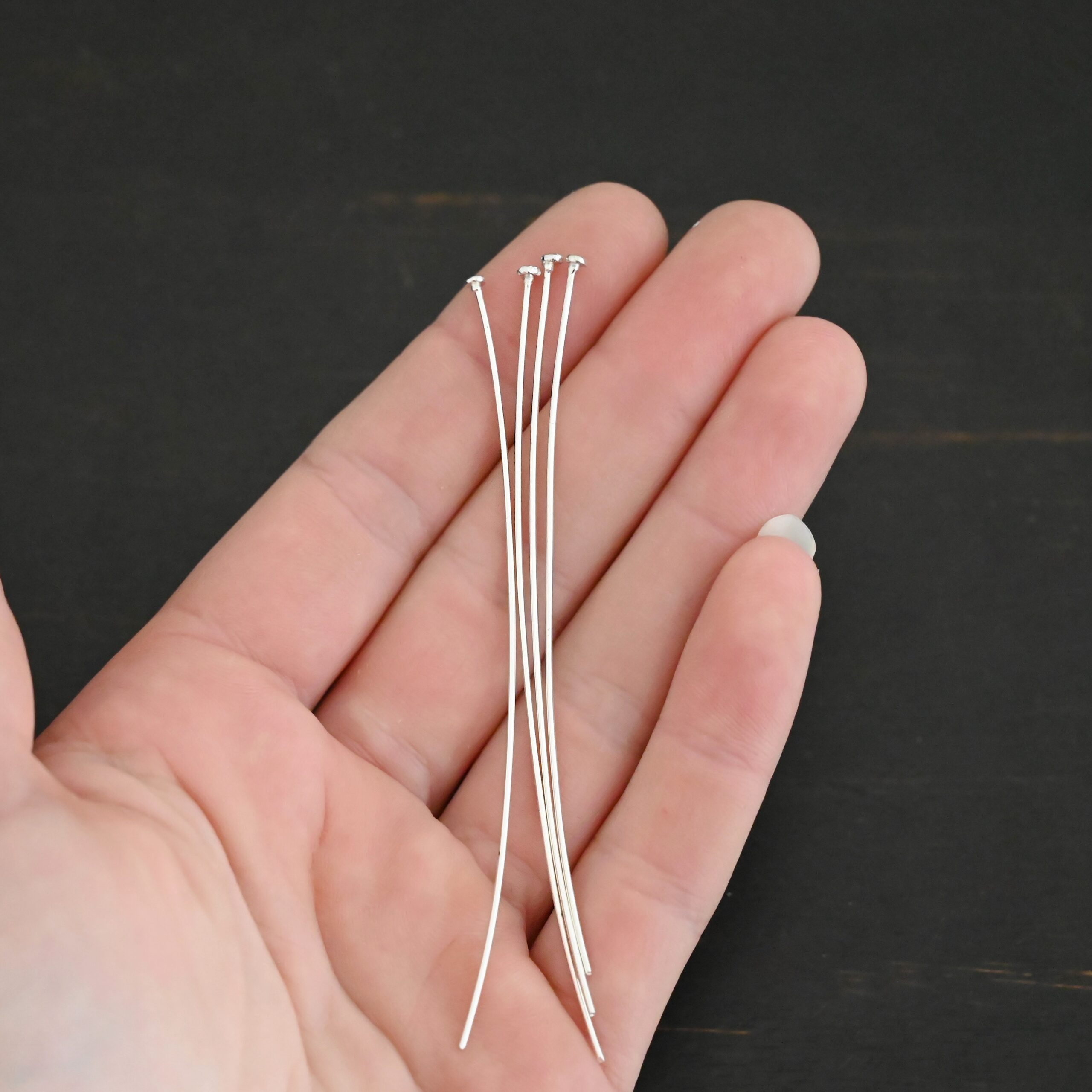 Large Hole Headpin Silver Shiny Large Hole Headpin shown in hand