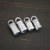 Handmade silver oxidized end caps on dark background
