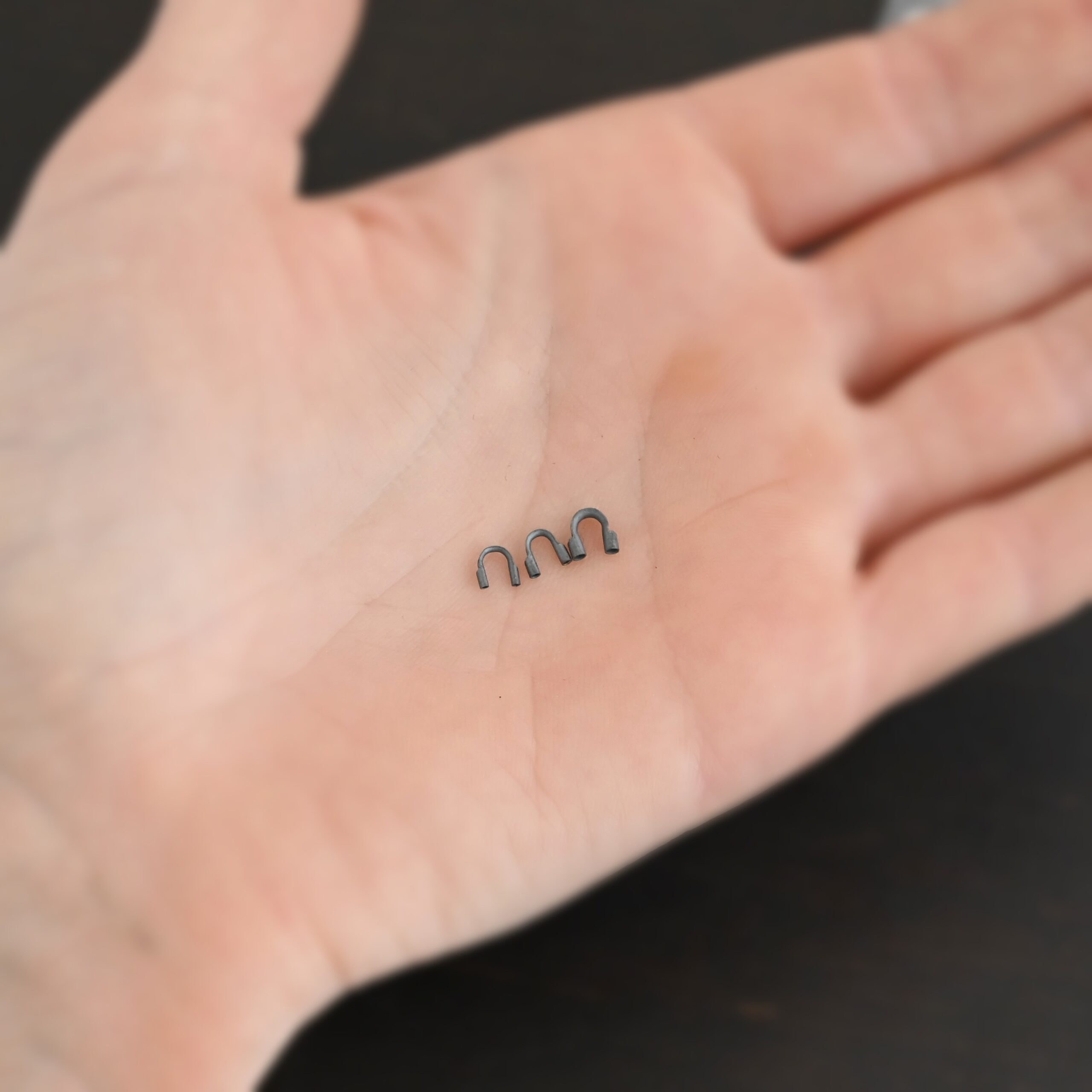 Wire Guards ox Silver oxidized wire guards shown in hand