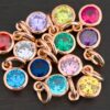 Rose Gold Plated 6mm Birthstone Charm shown on dark background