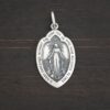 Silver Mary Medallion 26x15mm charm shown on dark background
