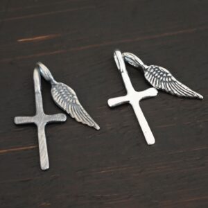 Sterling Silver Cross & Angel Wing Charm