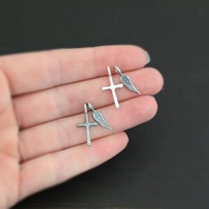 Sterling Silver Cross & Angel Wing Charm