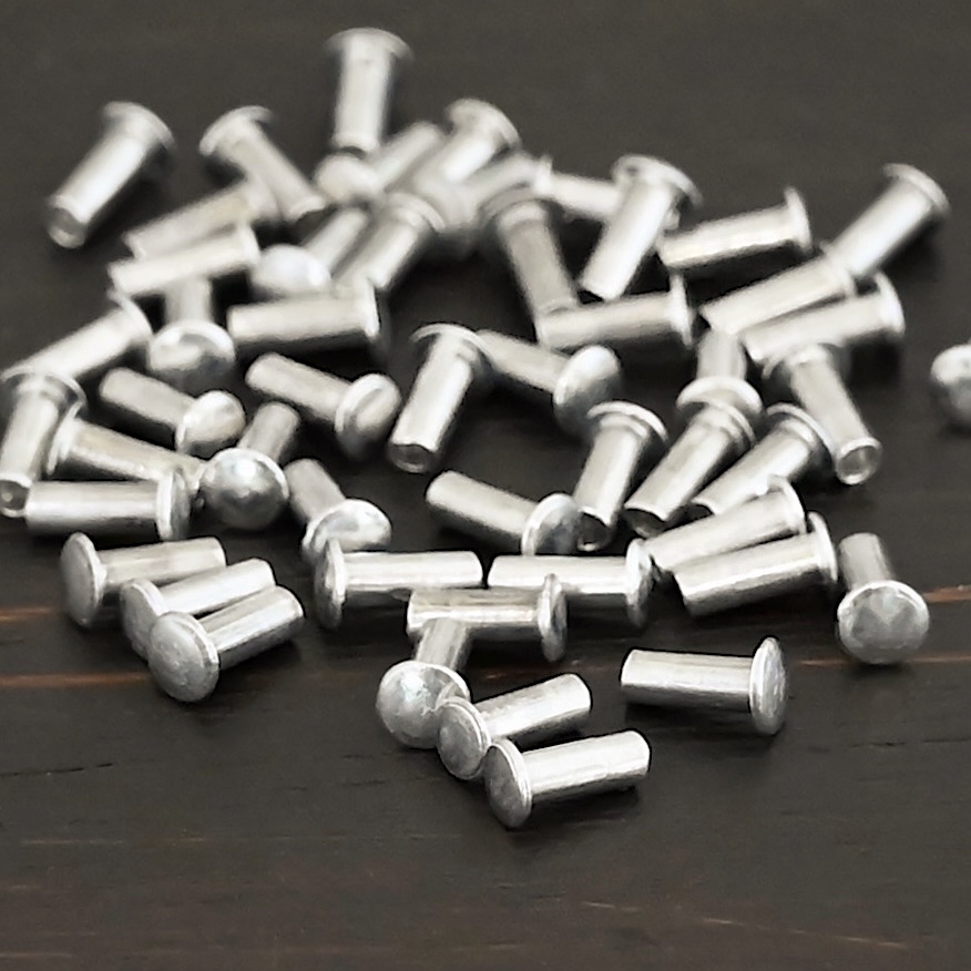 Aluminum Rivets shown on dark background