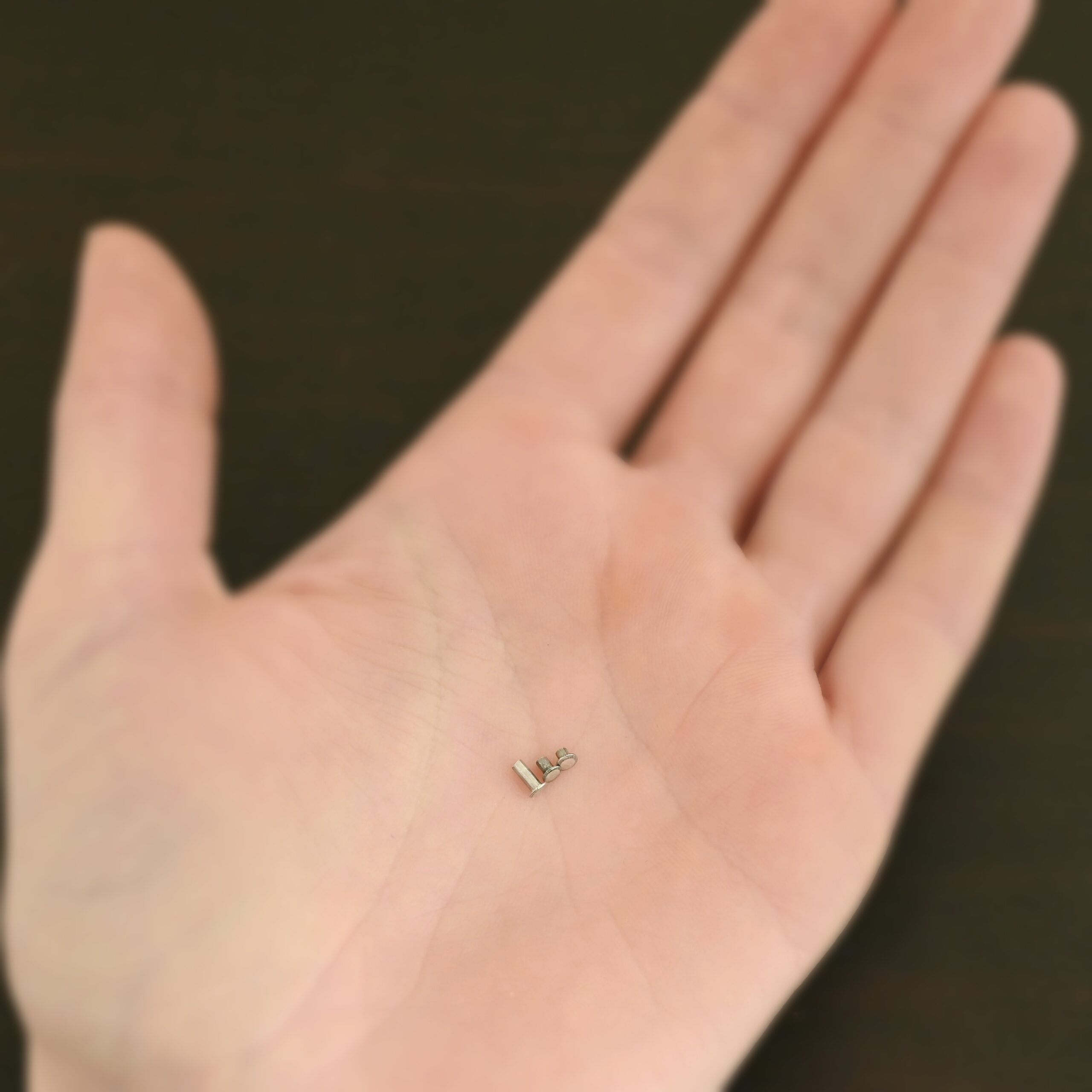 Aluminum Rivets 3 sizes shown in hand