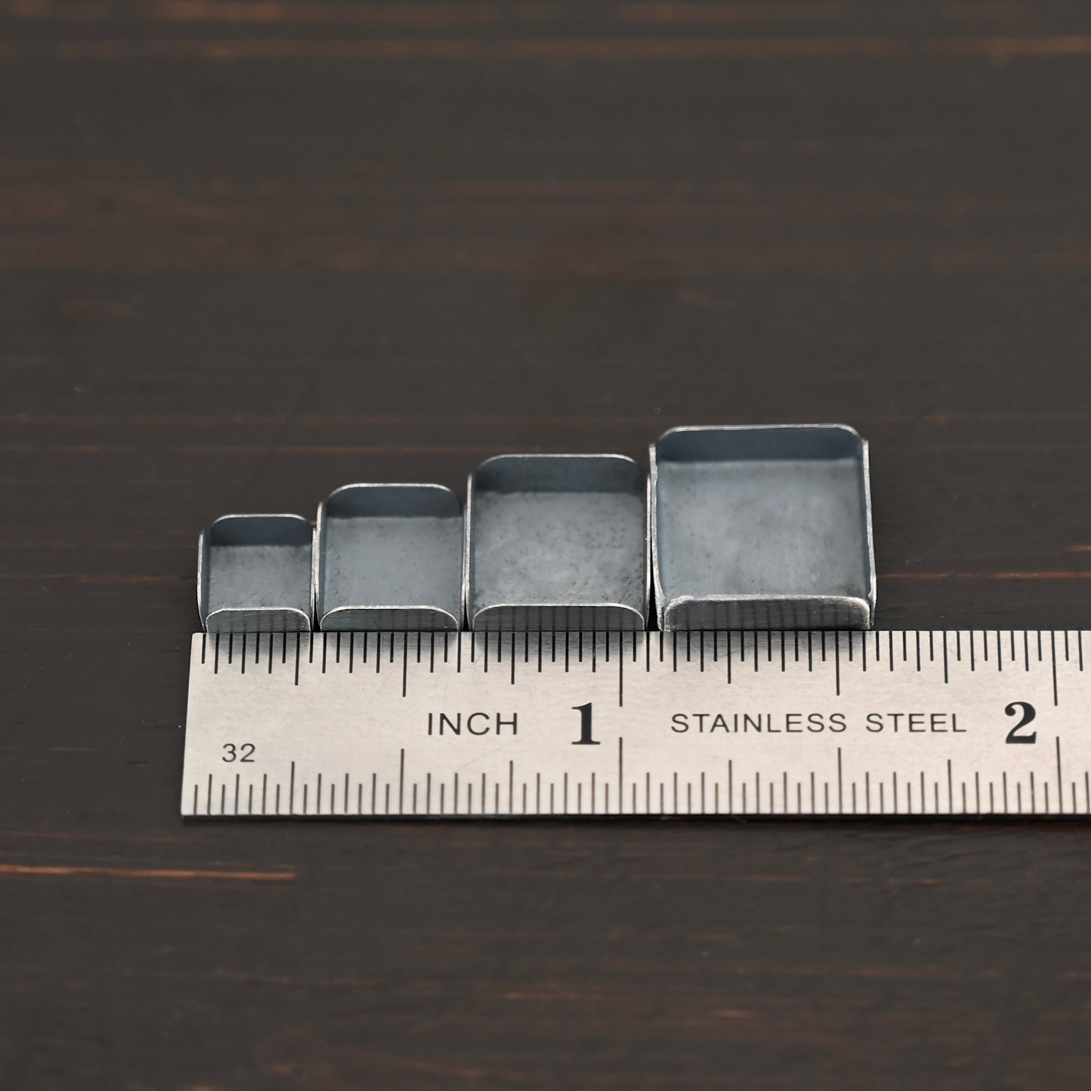 Split Wall Sq Bezel Cup - oxidized shown by ruler