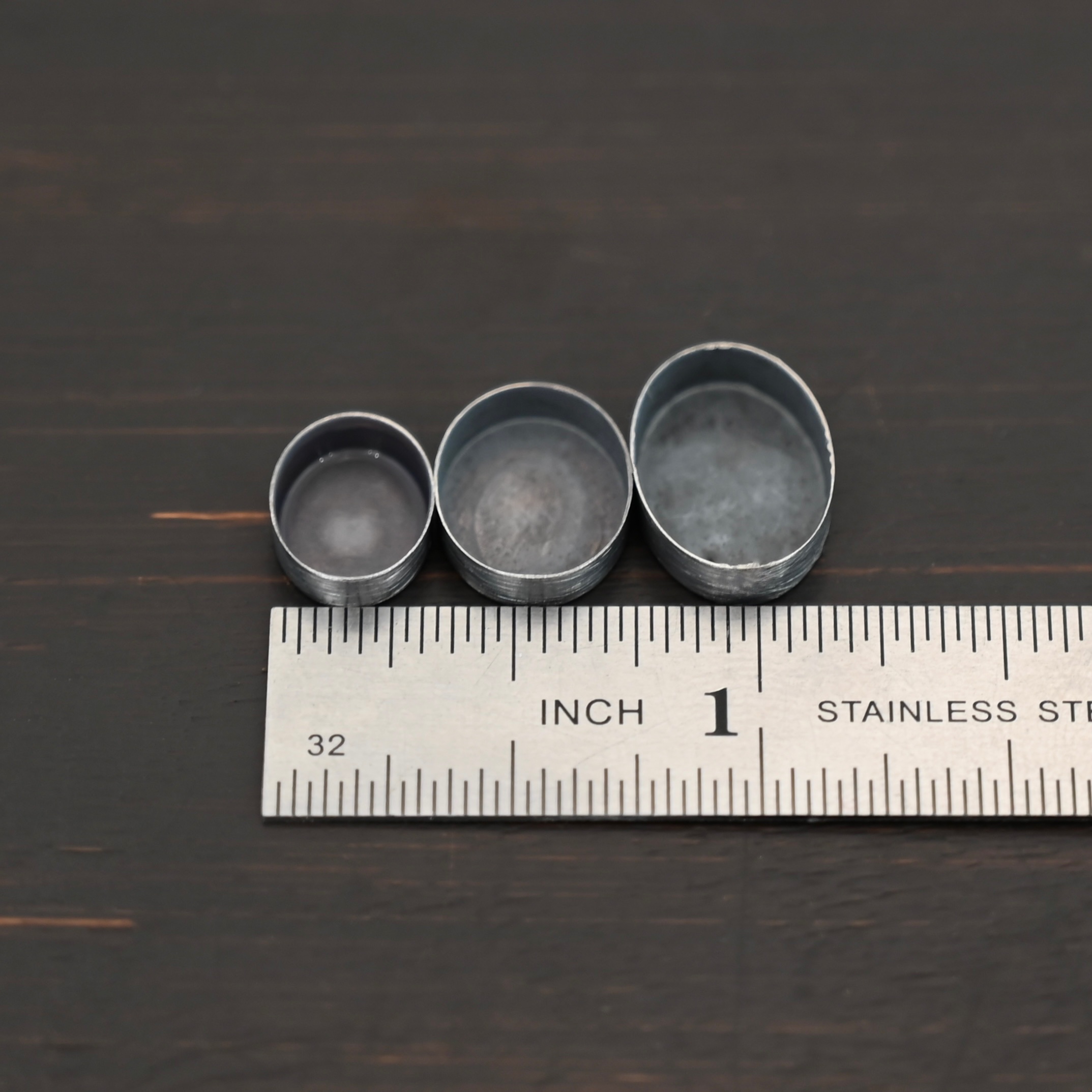 Tall Wall Oval Bezel Cup - oxidized shown by ruler