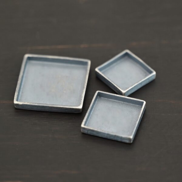 Thick square bezel cups - oxidized shown on dark background