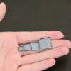 Thick square bezel cups - oxidized shown in hand