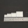 Thick square bezel cups - shiny shown by ruler