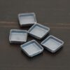 square bezel cups - oxidized shown on dark background