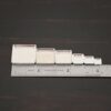 square bezel cups - shiny shown by ruler
