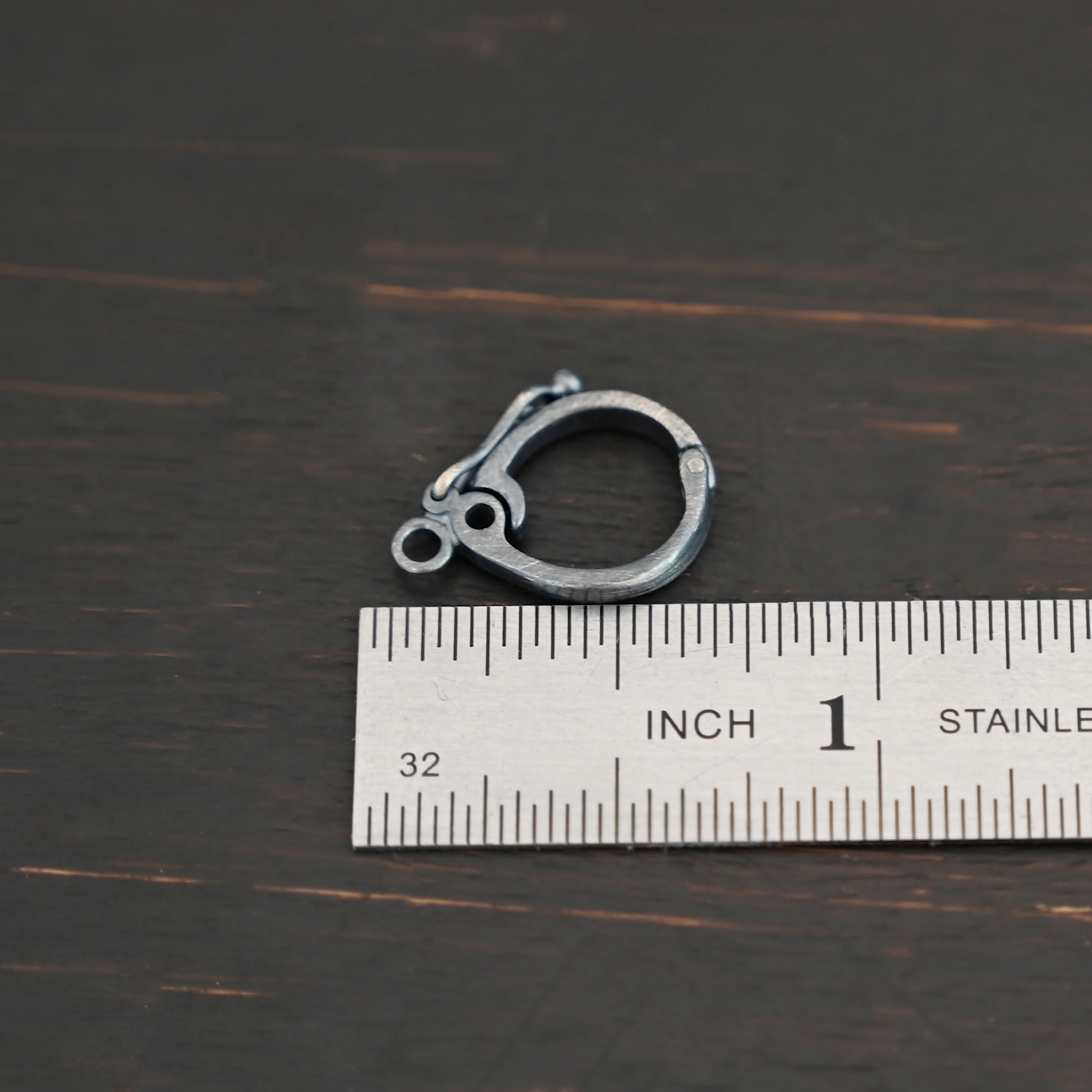 Silver Hinged Bail - oxidized shown by ruler