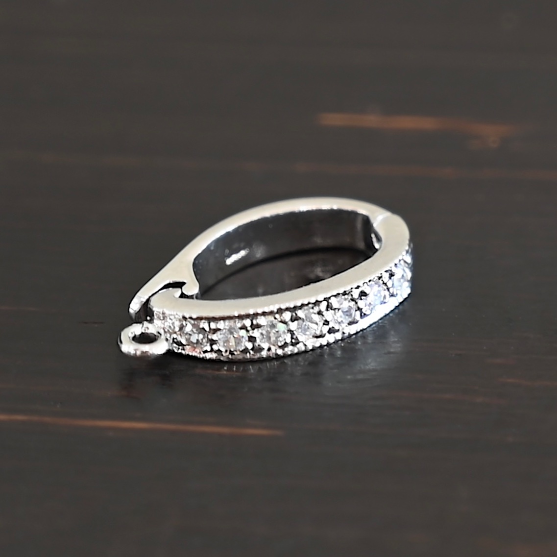 CZ Hinged Bail - Silver Large CZ Hinged Bail - Silver Large shown on dark background