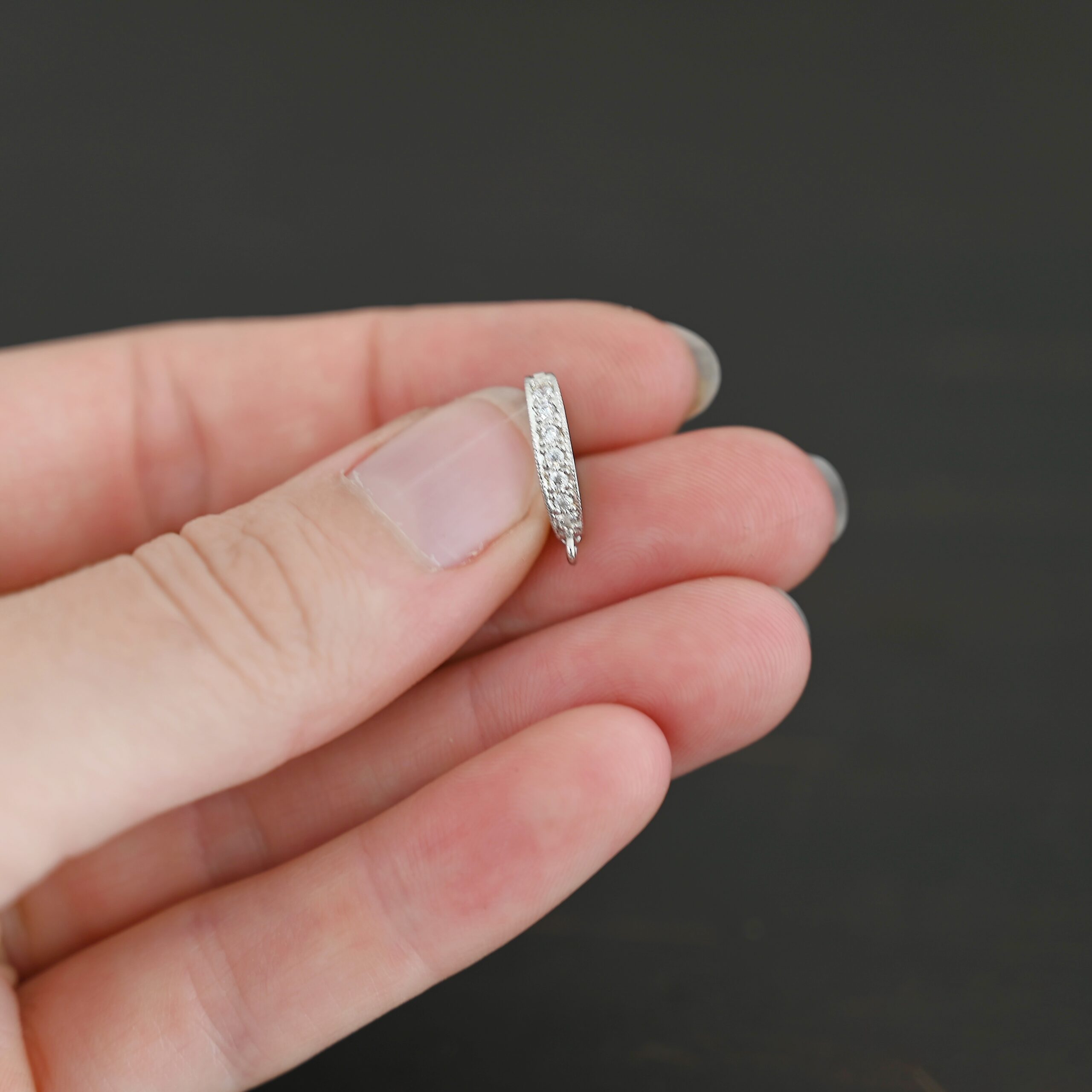 CZ Hinged Bail - Silver large CZ Hinged Bail - Silver large shown in hand