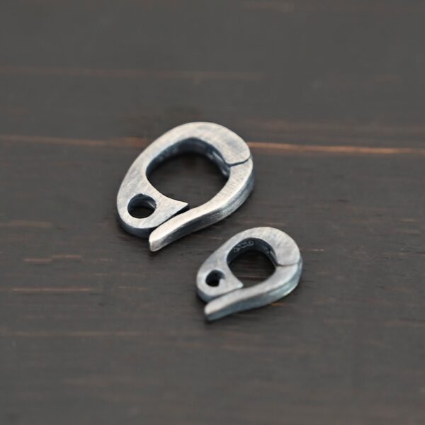 Silver Heavy Hinged Bail - oxidized shown on dark background