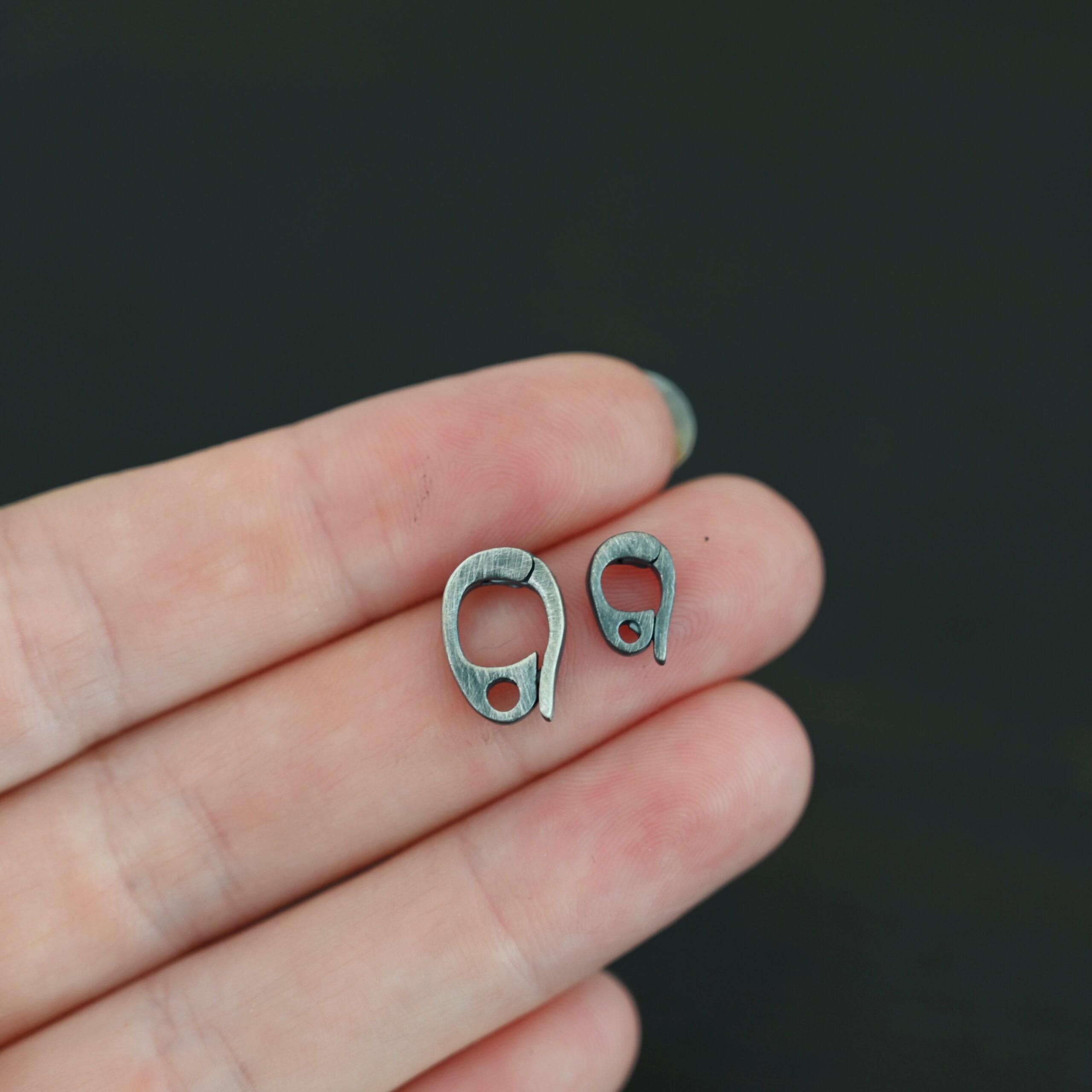 Silver Heavy Hinged Bail - oxidized Silver Heavy Hinged Bail - oxidized shown in hand