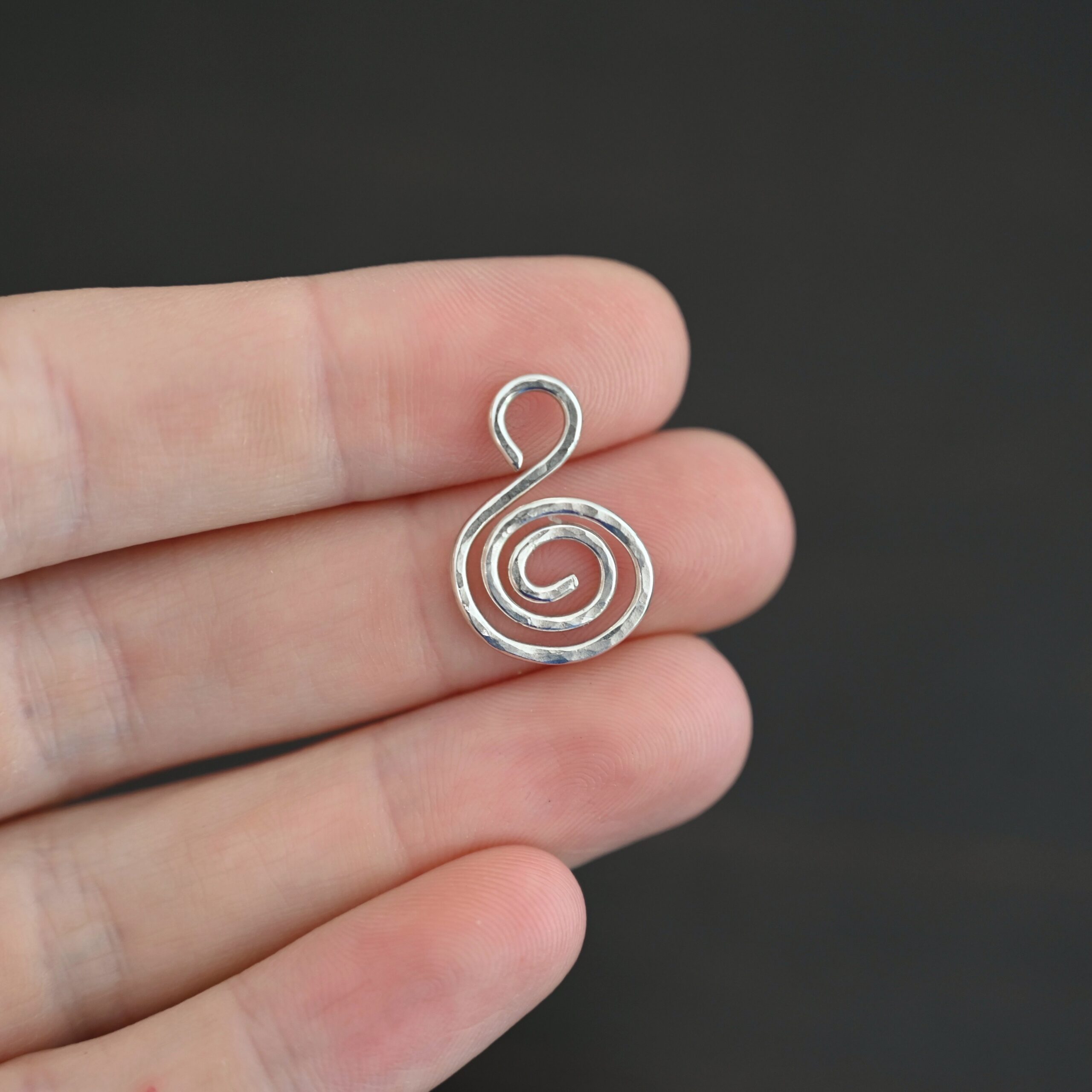 S Shaped Finding - shiny hammered shown in hand