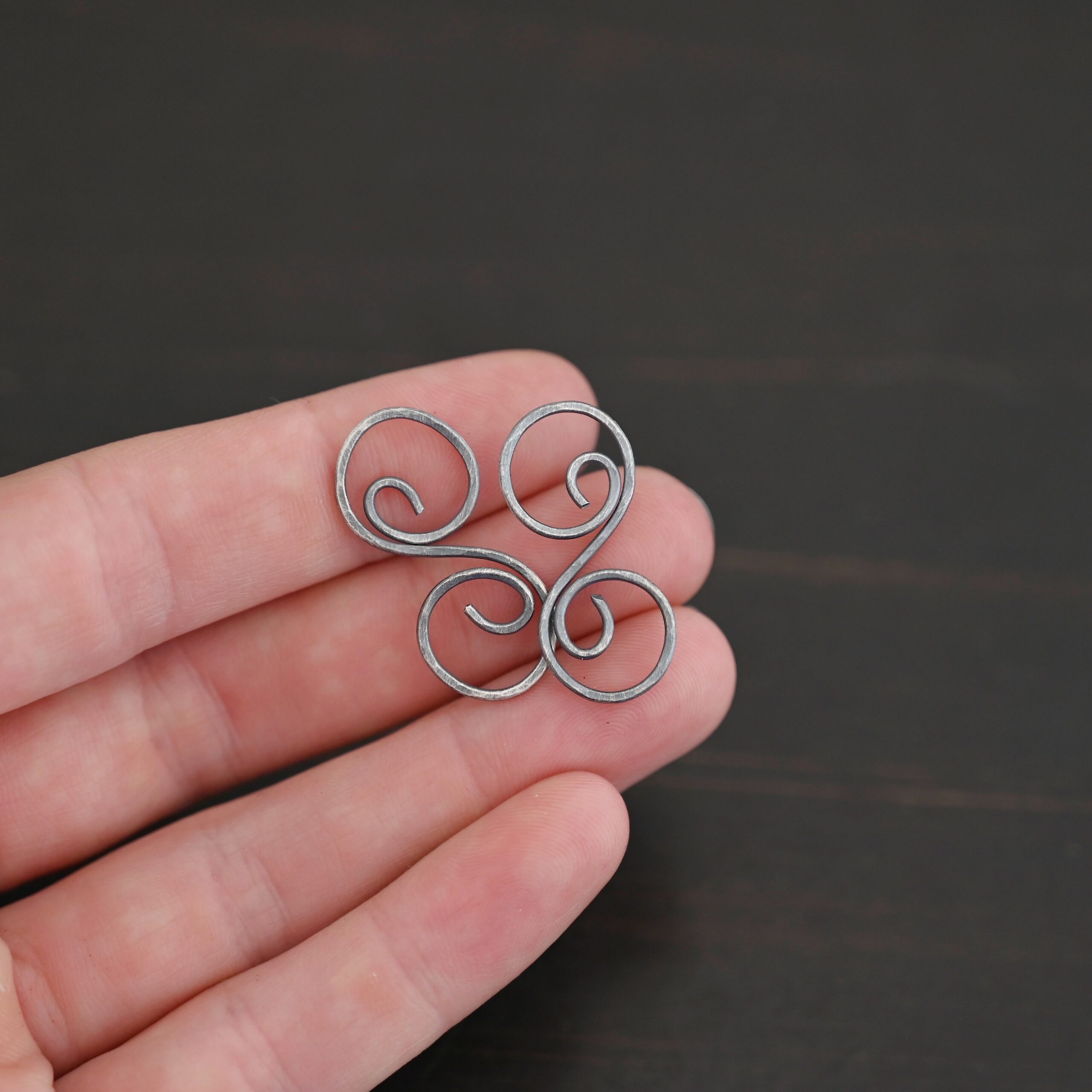 Paired S Shaped Finding - oxidized hammered shown in hand