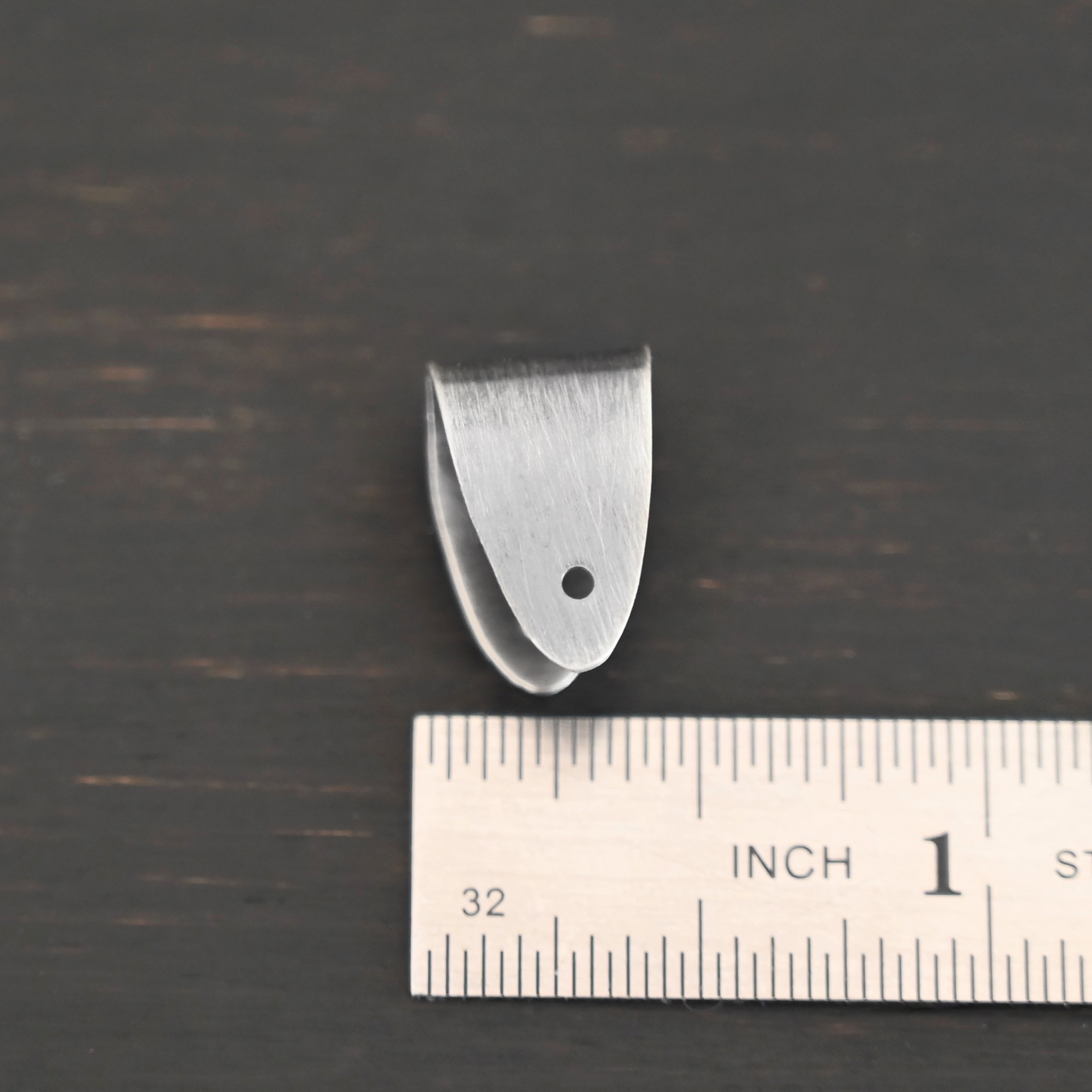 Handmade Pinch Bail - oxidized plain shown by ruler