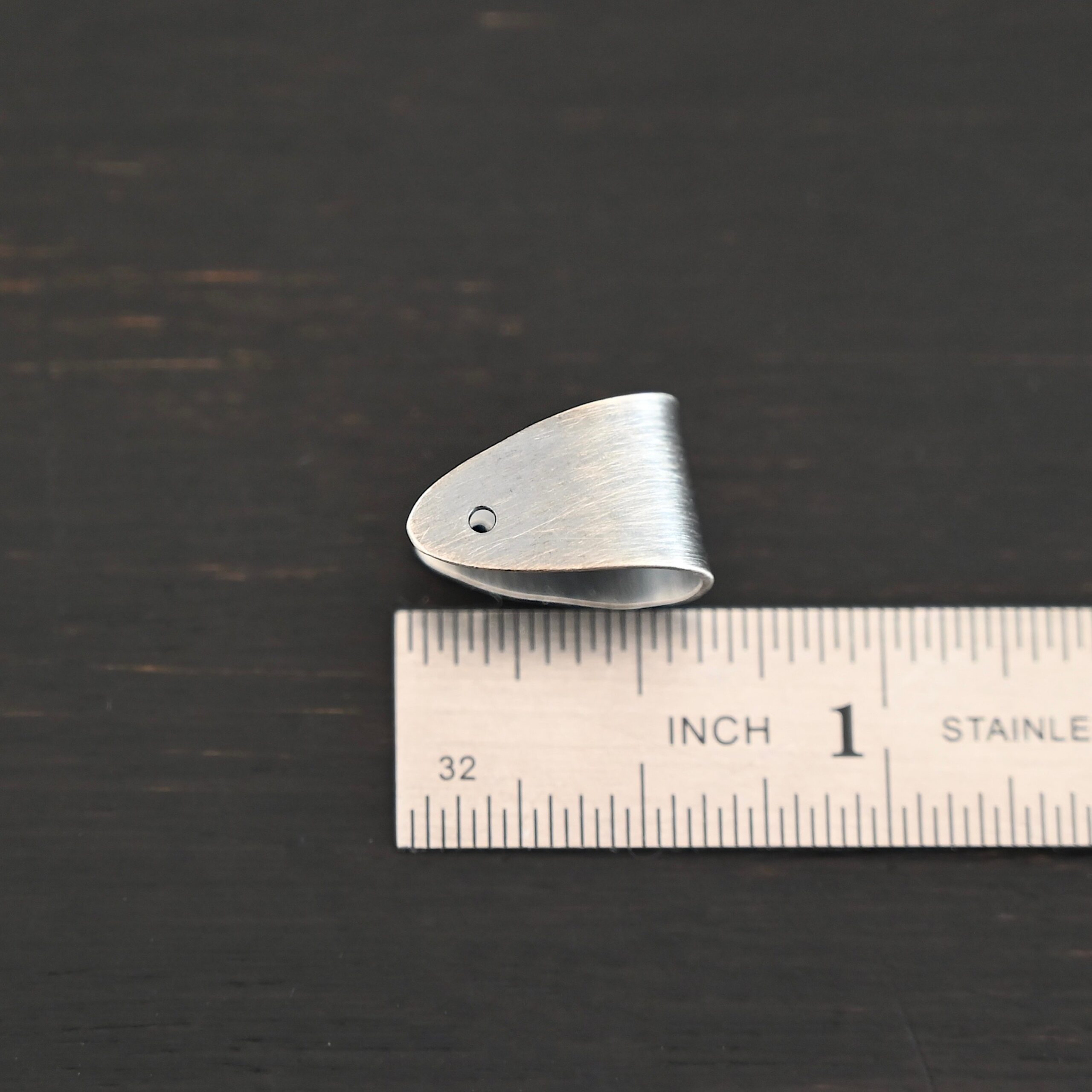 Handmade Pinch Bail - oxidized plain shown by ruler