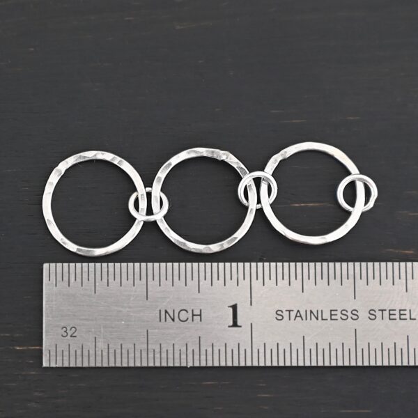 Elliot Hammered Bracelet Extension - shiny large shown by ruler