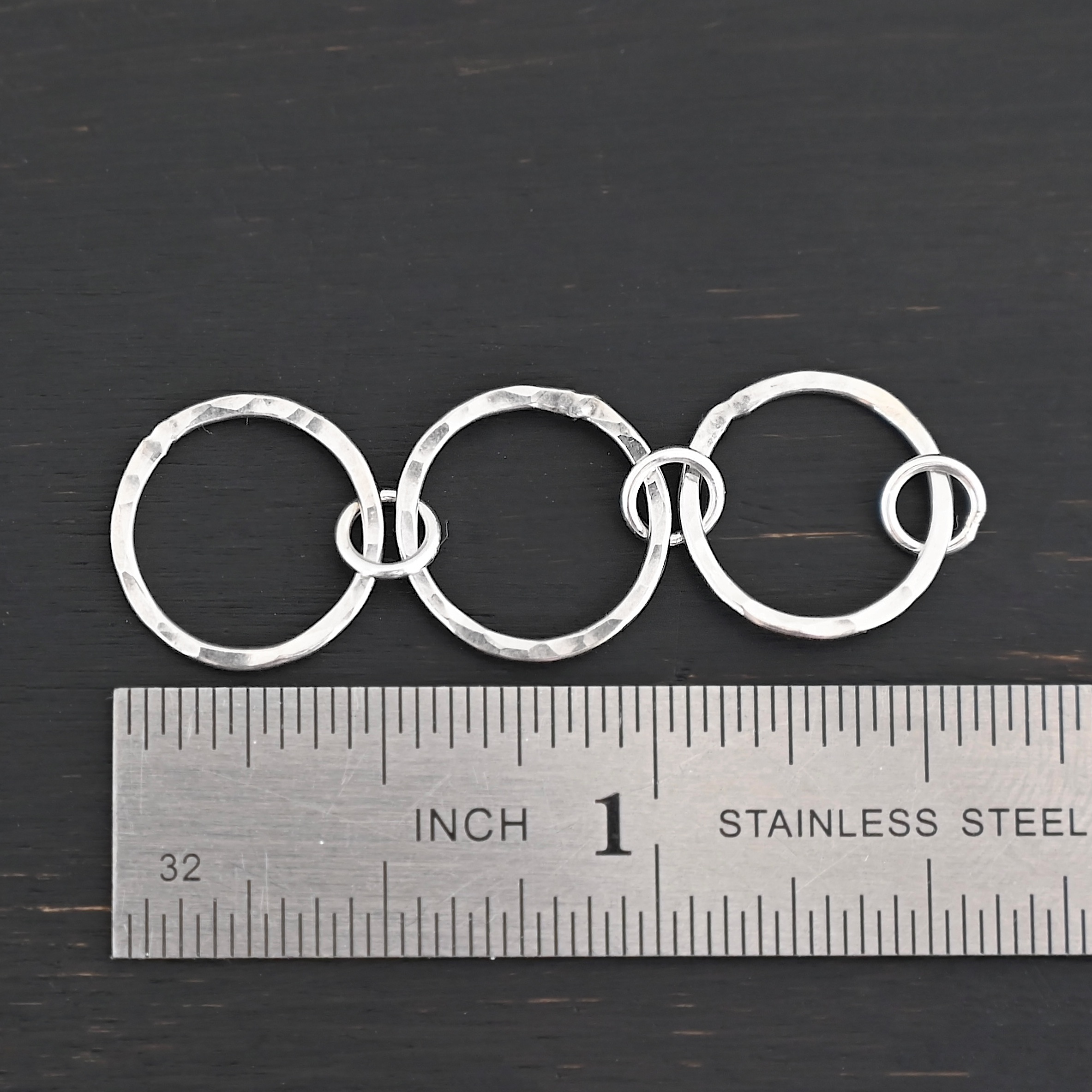 Elliot Hammered Bracelet Extension - shiny large Elliot Hammered Bracelet Extension - shiny large shown by ruler