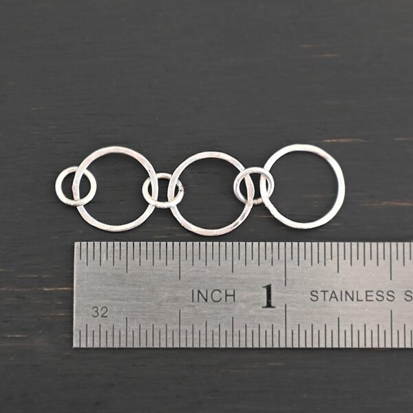 Elliot Hammered Bracelet Extension - shiny small shown by ruler