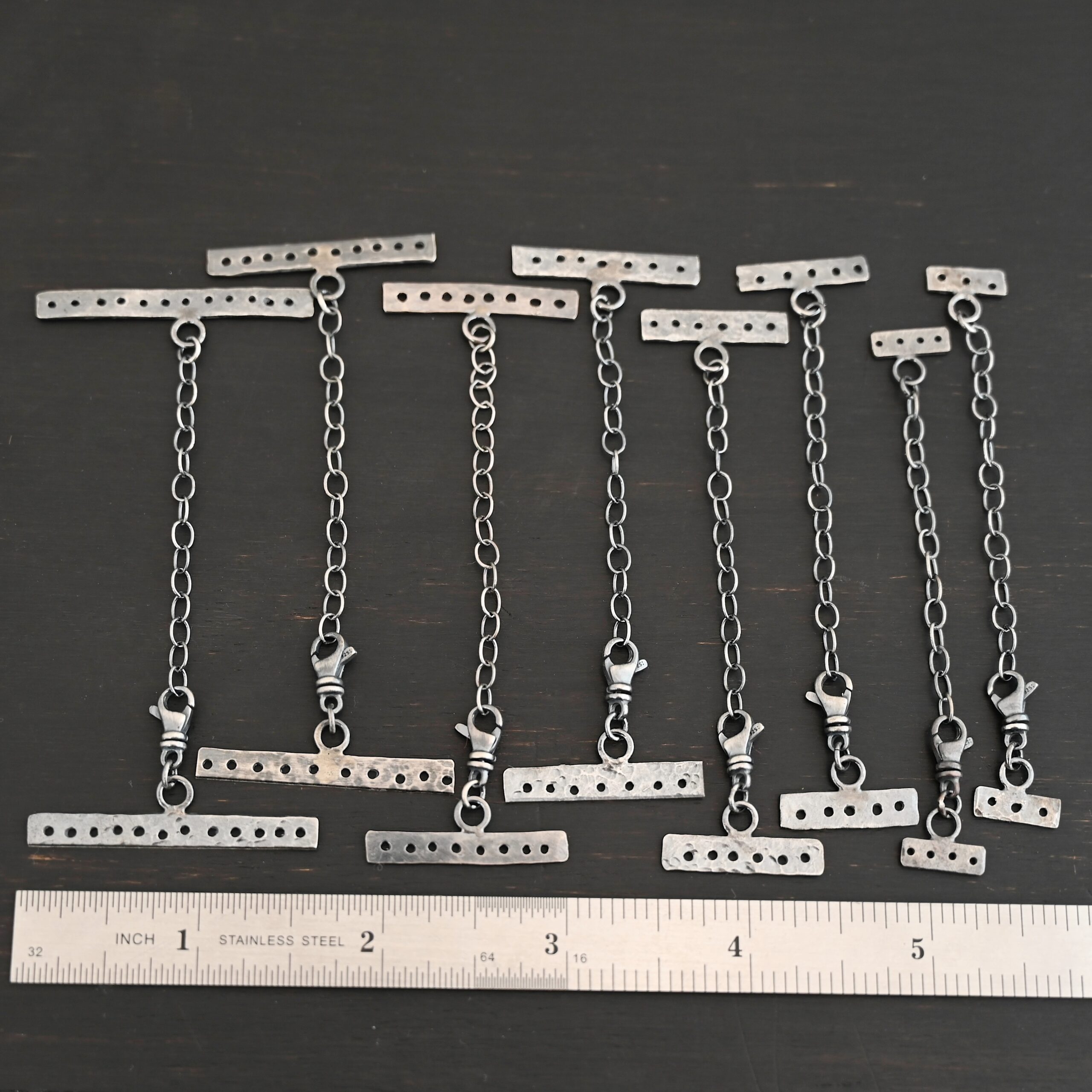 Mason multi strand clasp - oxidized shown by ruler