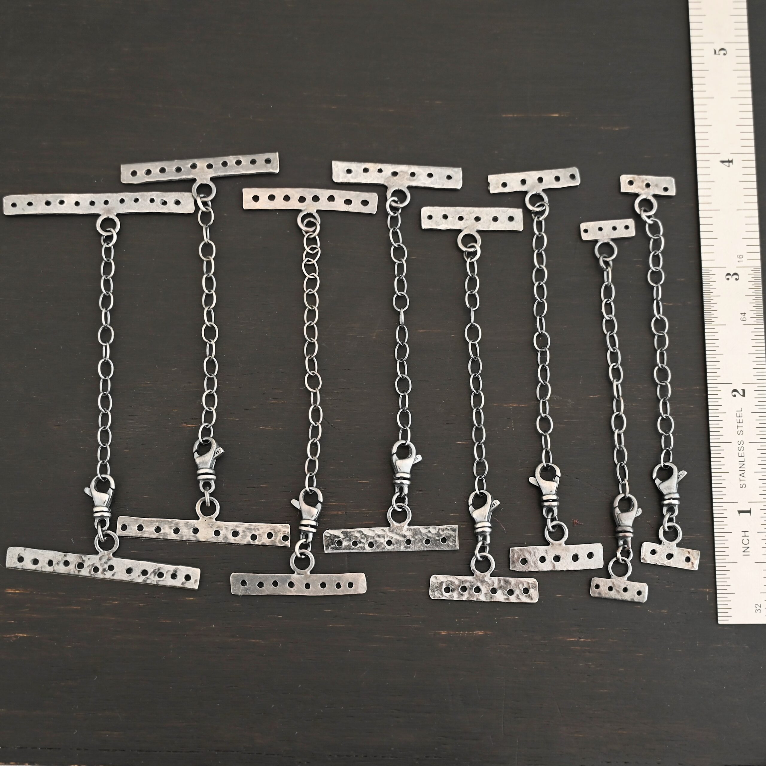 Mason multi strand clasp - oxidized shown by ruler