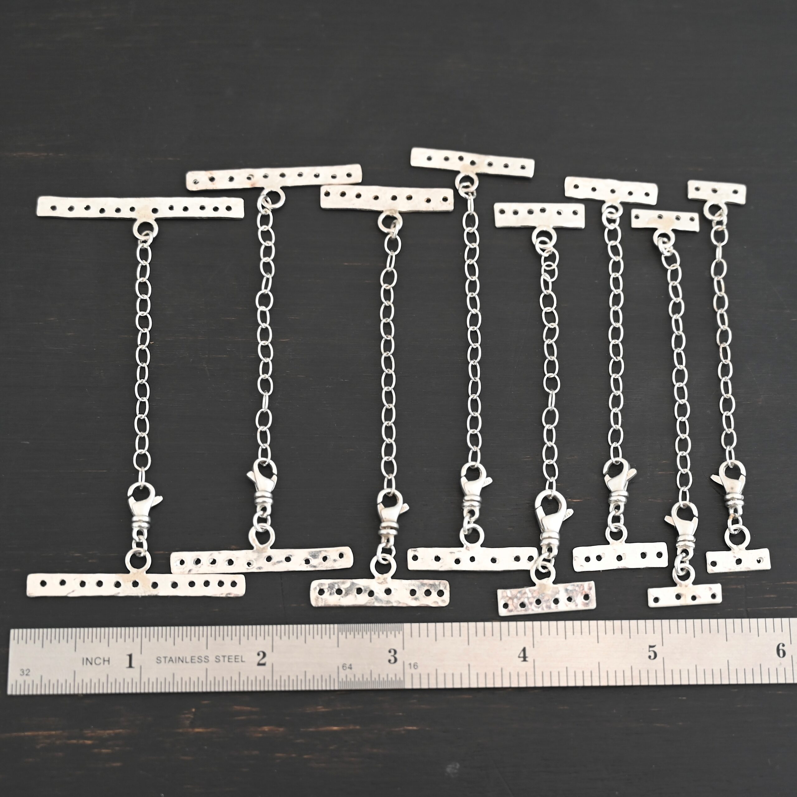 Mason multi strand clasp - shiny shown by ruler