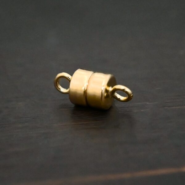 Mae 14k GF Round Disc Magnetic Clasp shown on dark background