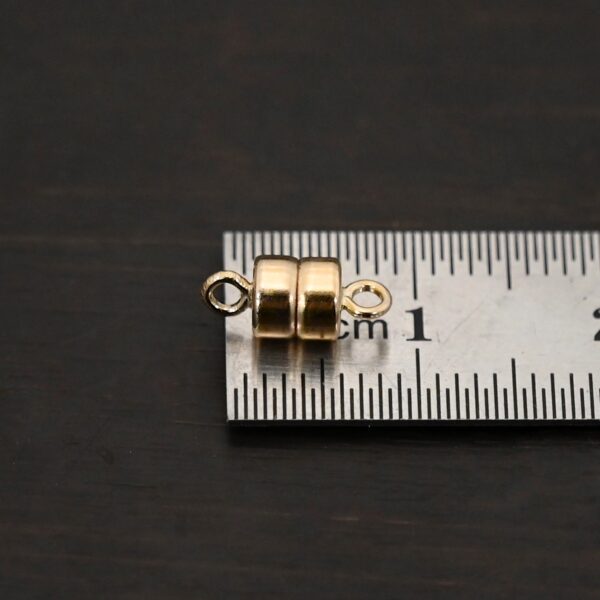 Mae 14k GF Round Disc Magnetic Clasp shown by ruler