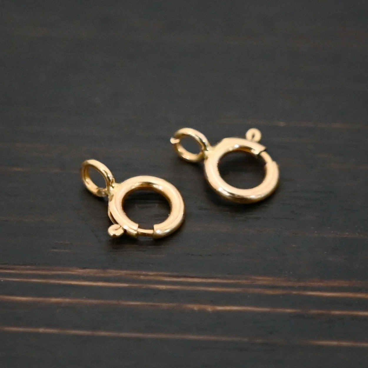 Skye 14k GF Spring Ring Clasp shown on dark background