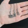 Matthew Multi strand necklace extender - oxidized shown in hand