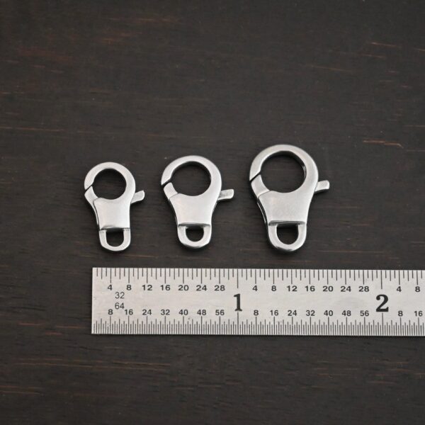 Levi Stainless Steel Lobster Claw shown by ruler