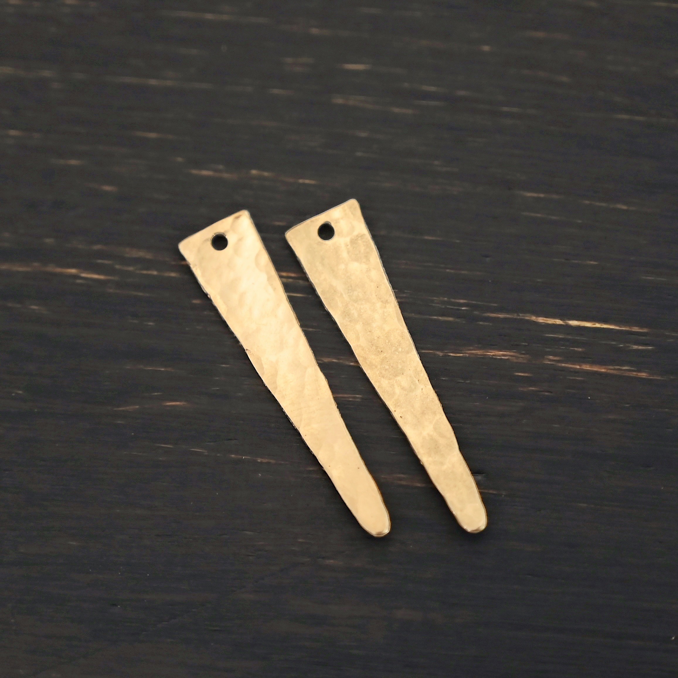 14k Gold Filled triangle blank - hammered shown on dark background