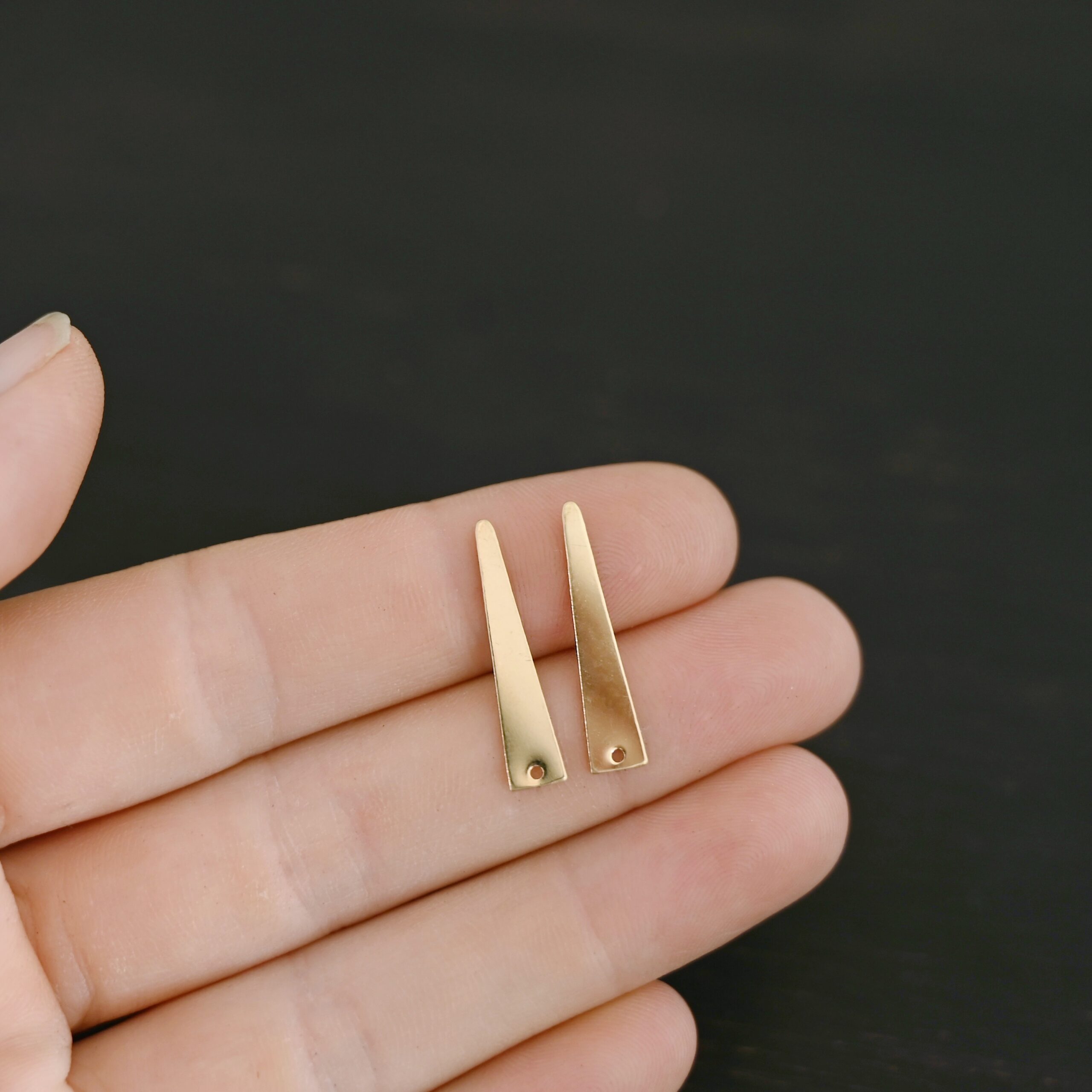 14k Gold Filled triangle blank - large smooth shown in hand