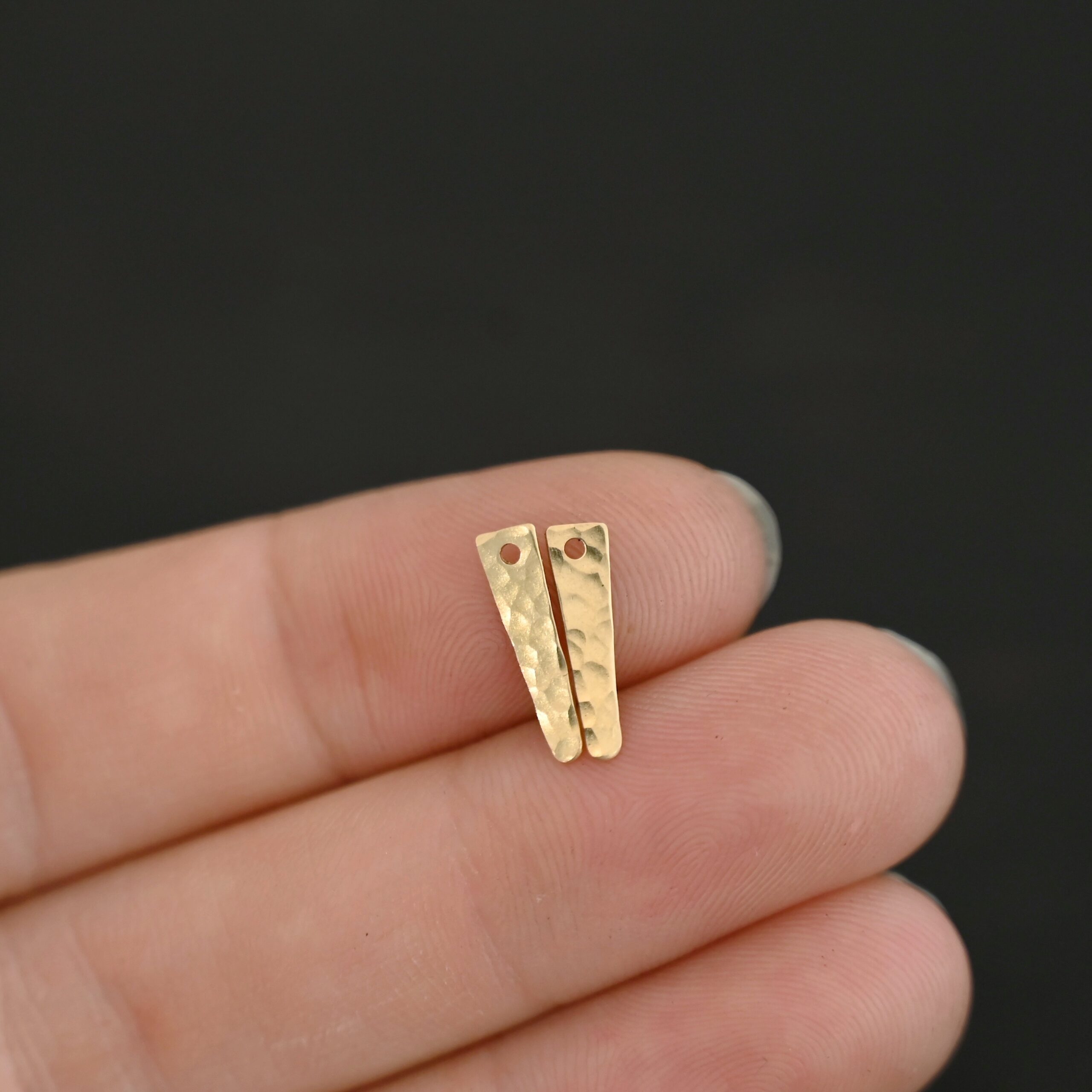 14k Gold Filled triangle blank - small hammered shown in hand