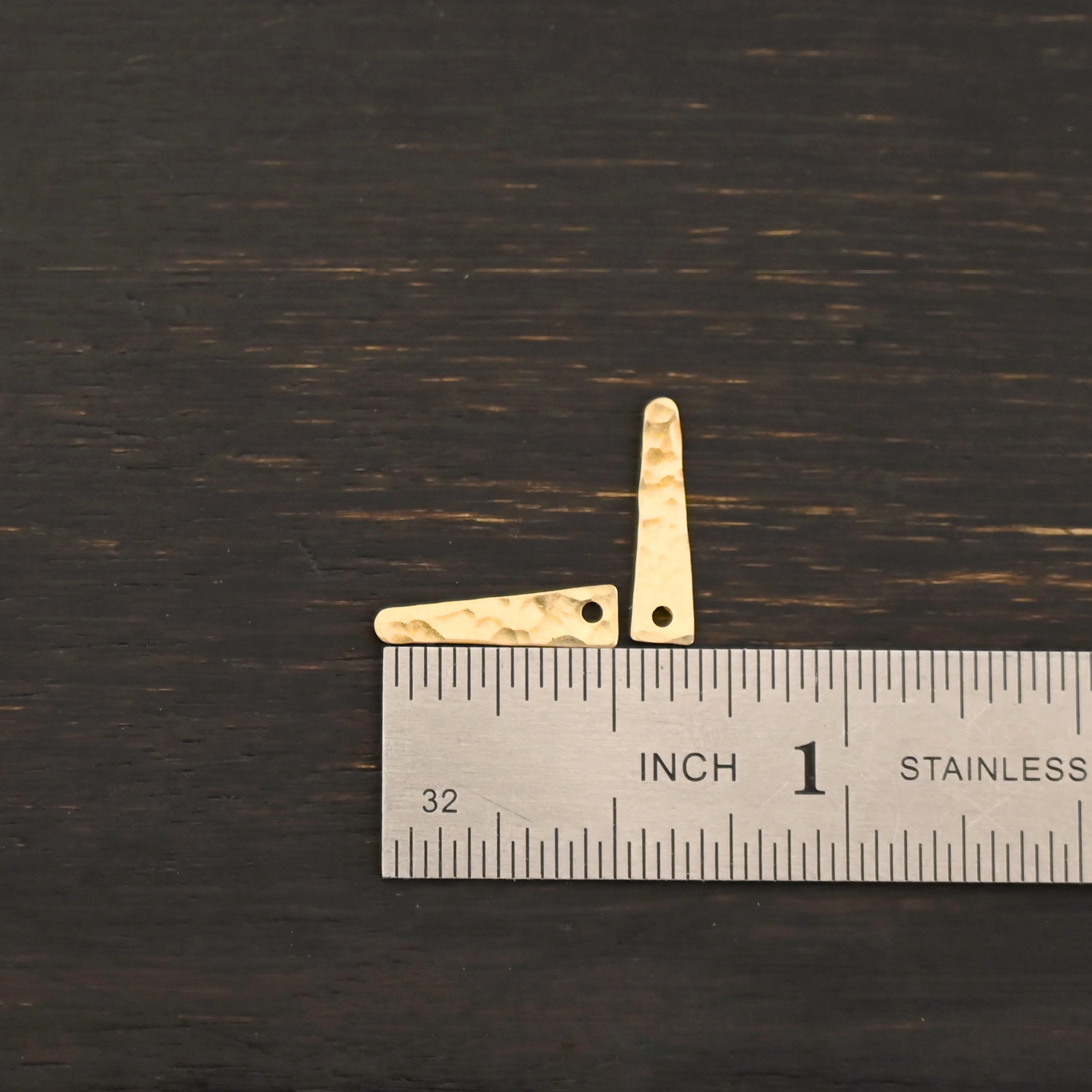 14k Gold Filled triangle blank - small hammered shown by ruler