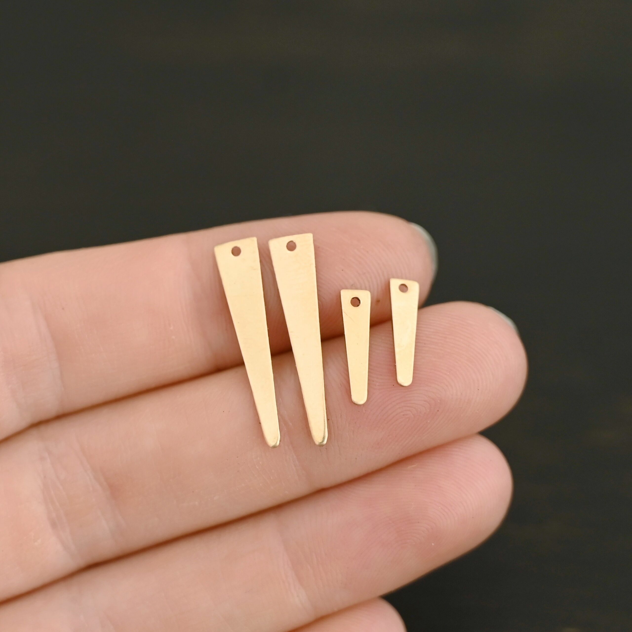 14k Gold Filled triangle blank - smooth shown in hand