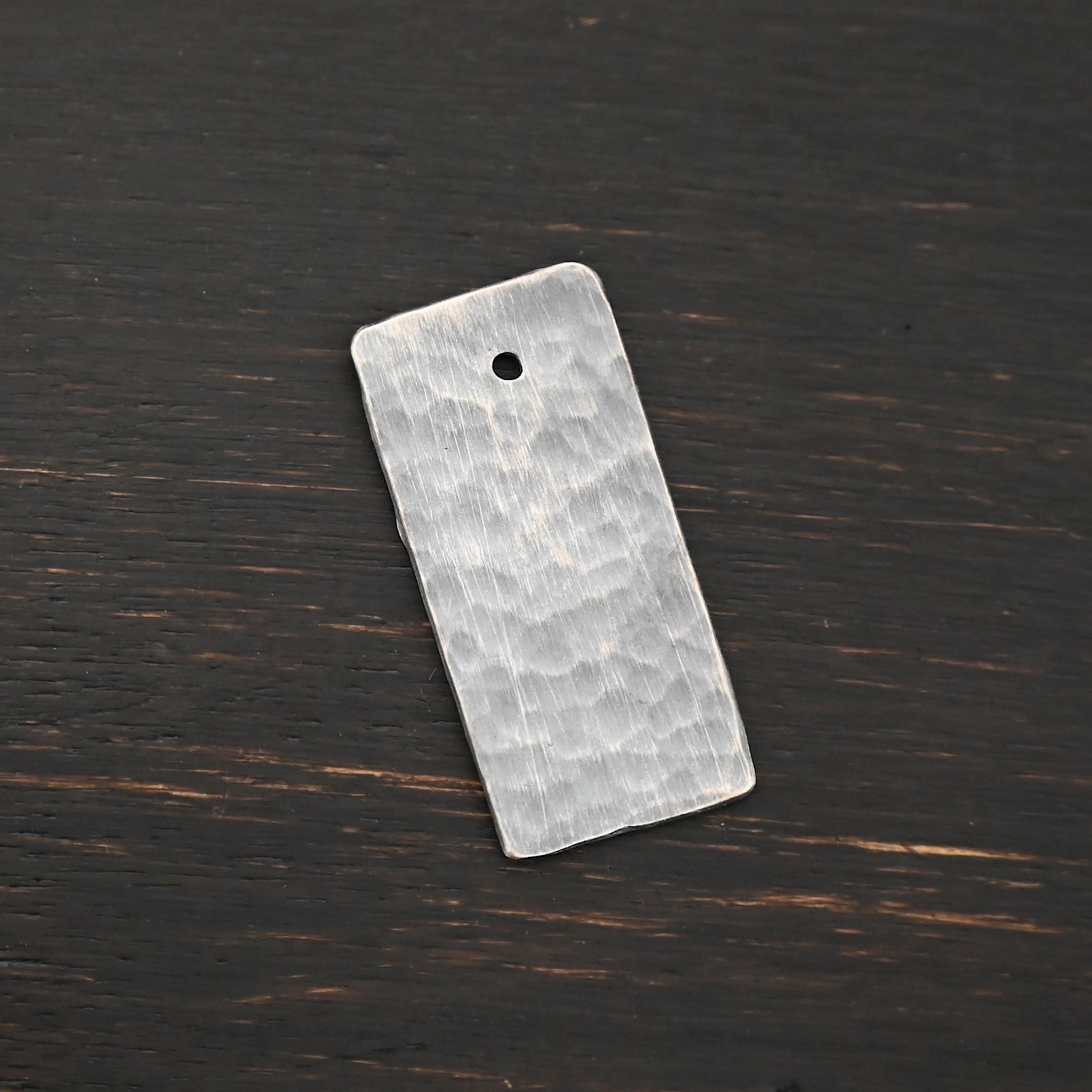 Sterling Silver Hammered Rectangle Blank - oxidized shown on dark background
