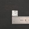 Hammered Square - shiny 4 holes shown by ruler