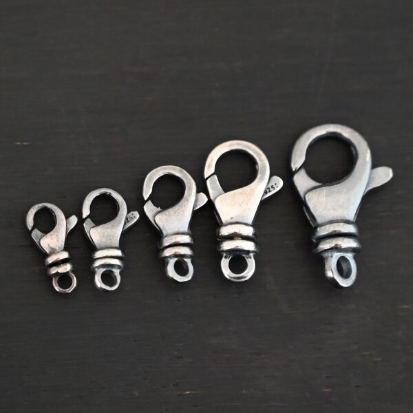 Sammy Swivel Lobster claw clasp - oxidized shown on dark background