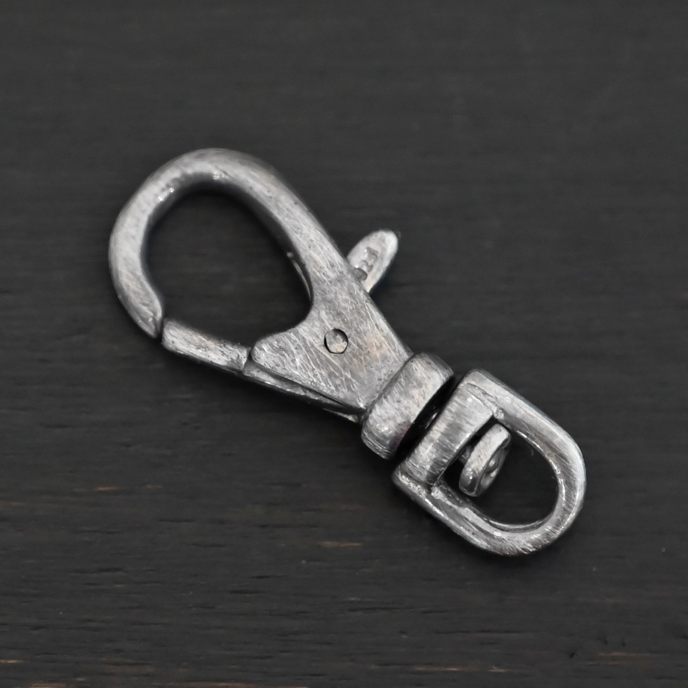 Sofia Swivel Lobster Claw - oxidized shown on dark background