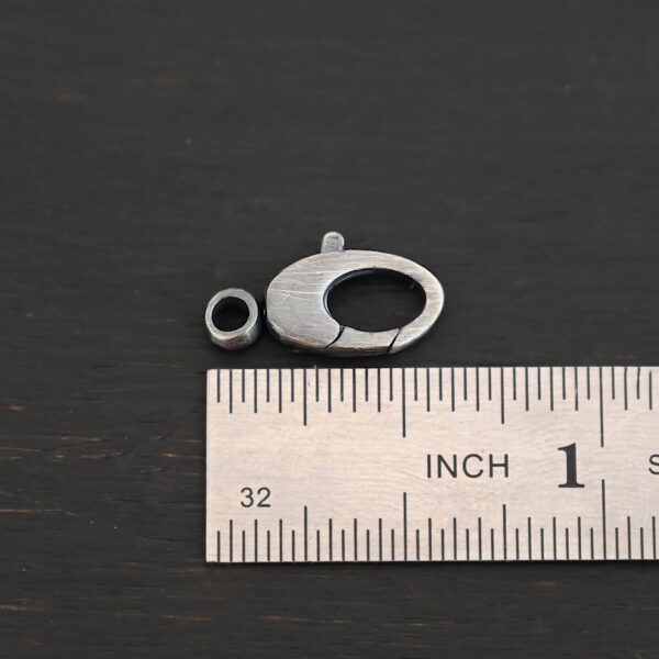 Sunny Swivel Lobster Claw clasp - oxidized shown by ruler