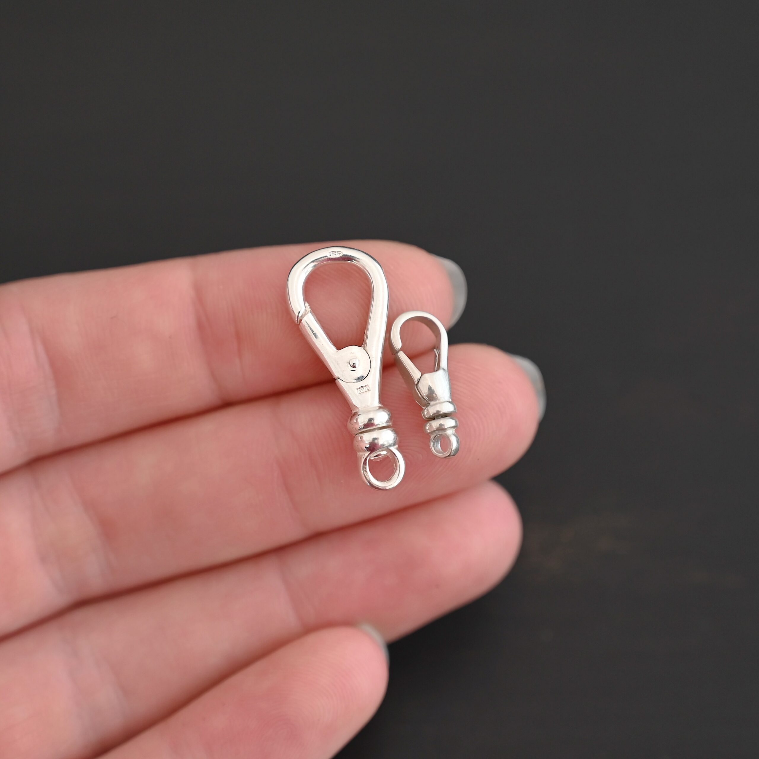 Sage Swivel Lobster Claw Clasp - shiny shown in hand