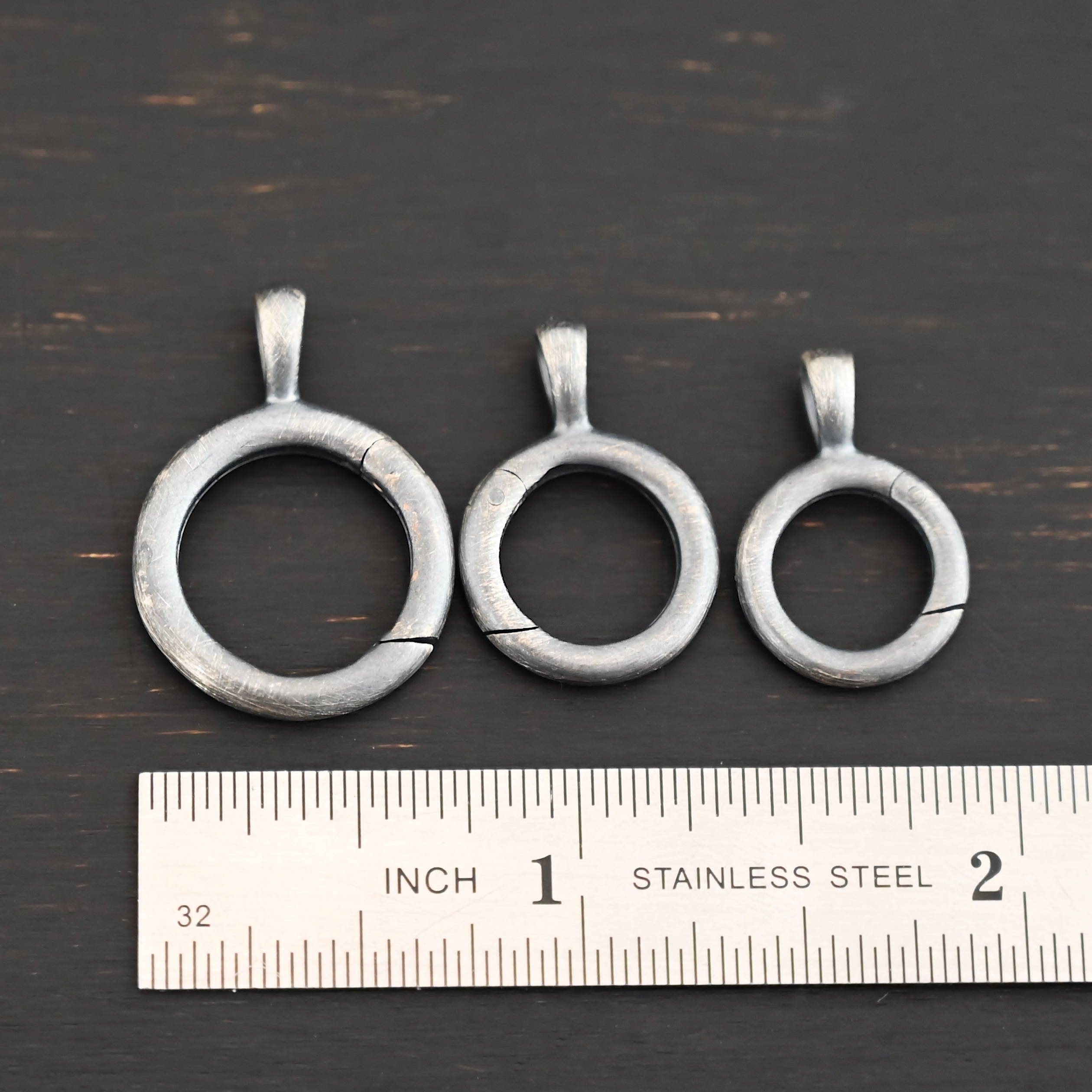 Piper Pendant Holder - oxidized shown by ruler