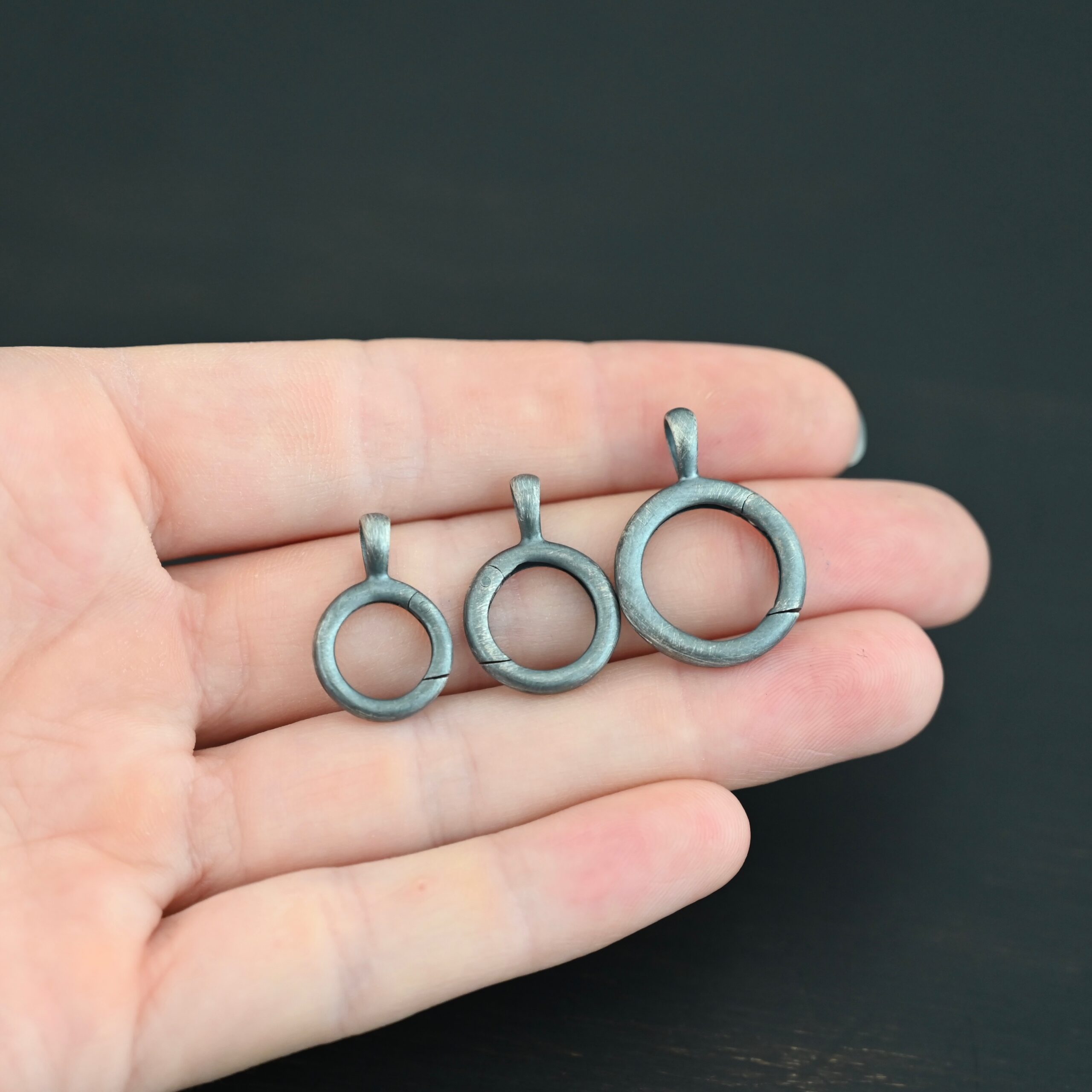 Piper Pendant Holder - oxidized shown in hand