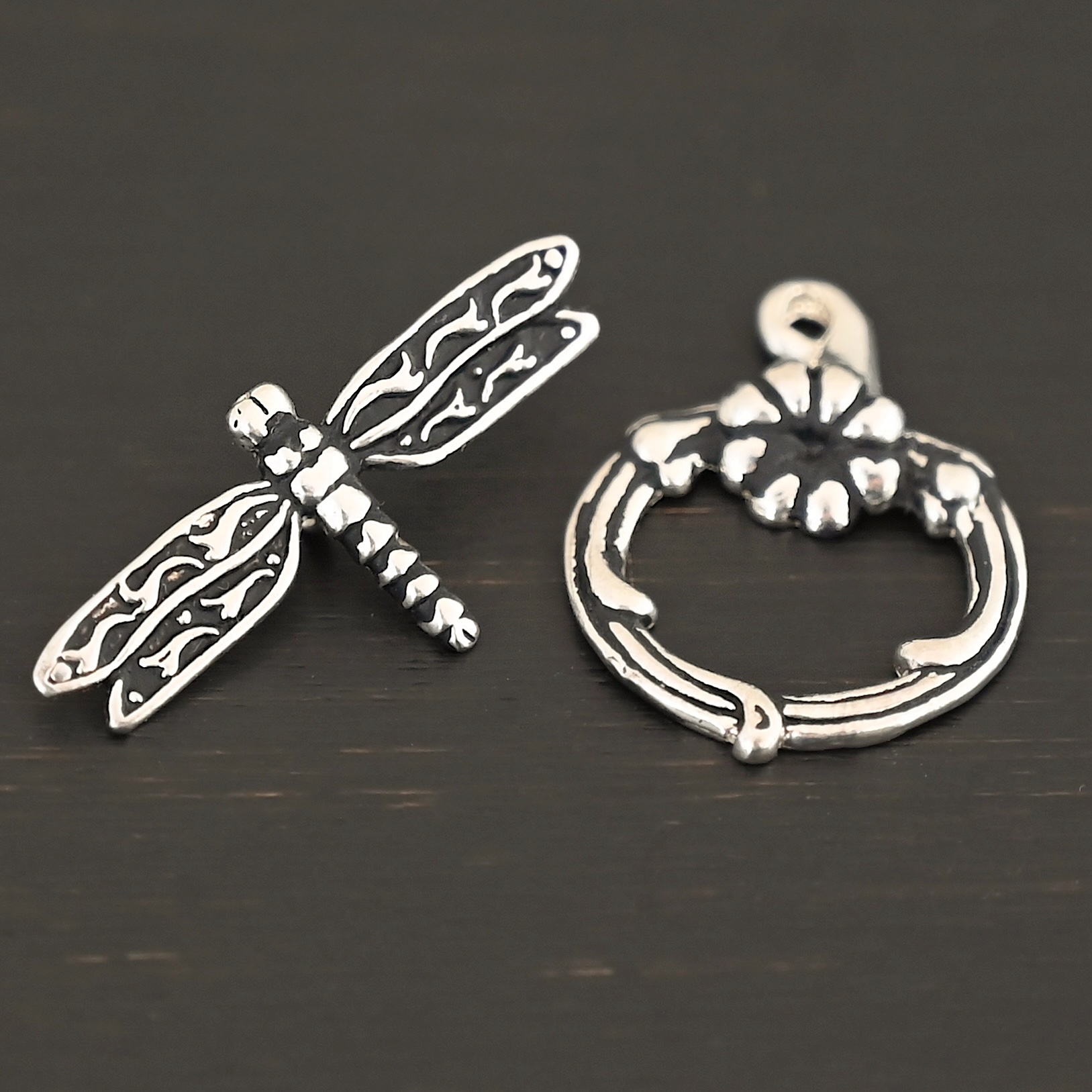 Dragonfly Toggle Clasp Dragonfly Toggle Clasp shown on dark background